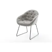 DELIFE Eetkamerstoel Gaio-Flex zachte stof met structuur grijs slipframe zwart
