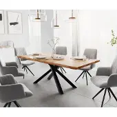 DELIFE Eettafel Edge 200x100 acacia natuur kruisframe rechthoek zwart Live-Edge