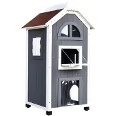 PawHut Kattenhuis voor kattenbed of kattentoilet, kattenkast, kattenbak, vurenhout D30-233