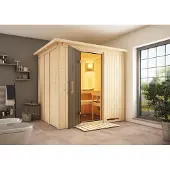 Karibu Sauna Sodin (entree aan de voorkant), volledig glazen deur, grafietkleur, zonder accessoires