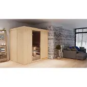 Karibu Sauna Bodin (voorzijde), volledig glazen deur, grafietkleur, zonder accessoires
