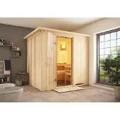 Karibu Sauna Sodin (entree aan de voorkant), volledig glazen deur, helder glas, zonder accessoires