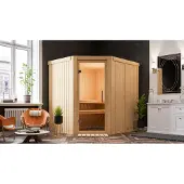 Karibu Sauna Siirin (entree model), volledig glazen deur, helder glas, zonder accessoires
