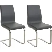 CLP Belfort Set van 2 eetkamerstoelen - Kunstleer - grijs