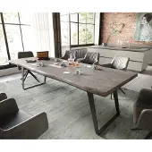 DELIFE Eettafel Edge 260x100 XL acacia platina metaal schuin zwart Live-Edge