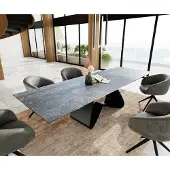 DELIFE Eetkamertafel Edge 200-300x100 keramiek LaminamNero Greco grijs W-frame zwart uitschuifbaar