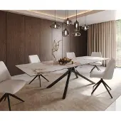 DELIFE Eetkamertafel Edge 300x100 keramiek Minas Melange wit-beige kruisframe rechthoek zwart