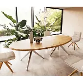 DELIFE Eettafel Edge Oval 280x130x2,5 eiken natuur Estelar rond RVS Flow-Edge
