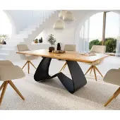 DELIFE Eetkamertafel Edge 200x100x2,5-3 eiken natuurW-frame metaal zwart Live-Edge