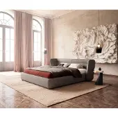 DELIFE Gestoffeerd bedframe Simea 180x200 cm Bouclé zilvergrijs