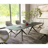DELIFE Eetkamertafel Edge 300x100 keramiek LaminamNero Greco Anthrazit Estelar rond metaal zwart