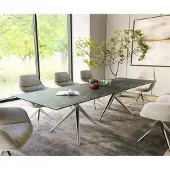 DELIFE Eetkamertafel Edge 300x100 keramiek LaminamNero Greco Anthrazit Estelar rond roestvrij staal