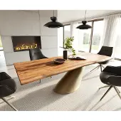 DELIFE Eettafel Edge 240x100 acacia natuur Cono metaal goud Live-Edge