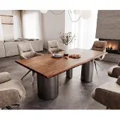 DELIFE Eetkamertafel Edge 200x100 acacia bruin Troa roestvrij staal grafiet Live-Edge