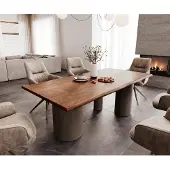 DELIFE Eetkamertafel Edge 200x100 acacia bruin Troa metaal effectafwerking titaan Live-Edge
