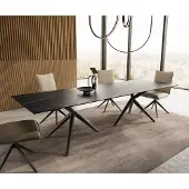 DELIFE Eetkamertafel Edge 300x100 keramiek LaminamNoir Desir bruin Estelar rond metaal zwart