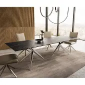 DELIFE Eetkamertafel Edge 300x100 keramiek LaminamNoir Desir bruin Estelar rond roestvrij staal