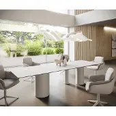 DELIFE Eetkamertafel Edge 300x100 keramiek LaminamStatuarietto wit Troa metaal wit