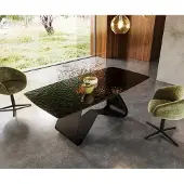 DELIFE Eettafel Edge Boot 200x100 Reliefglas zwart 3D-Design W-frame metaal zwart