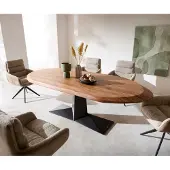 DELIFE Eettafel Aithon 240x105 cm acacia bruin metalen onderstel zwart ovaal