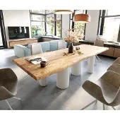 DELIFE Eetkamertafel Edge 280x100 XL acacia natuurPilier metaal wit Live-Edge