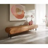DELIFE TV-meubel Sohara 175 cm acacia naturel 4 deuren L-poot zwart