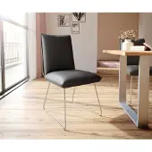 DELIFE Eetkamerstoel Lelio-Flex echt leer zwart slipframe roestvrij staal pocketveer kern