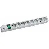 Bachmann 333.419 19 inch Stekkerdoos voor patchkast 1 HE Geaarde contactdoos Met schakelaar Zilver (metallic)