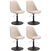 CLP Maverick Set van 4 Eetkamerstoelen - Stof creme zwart