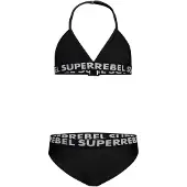 Superrebel triangel bikini Isla zwart Meisjes Polyester Effen - maat 140
