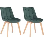 CLP 2-delige eetkamerstoelen, model Passaic, fluweel, gestoffeerd, groen