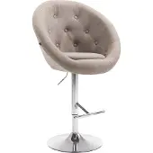 CLP London V2 barkruk, bekleed met stof, draaibaar en in hoogte verstelbaar | Kleur: taupe, frame: chroom