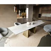 DELIFE Eettafel Edge 300x100 cm keramiek Onyx Pearl Origami metallic goud