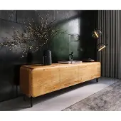 DELIFE TV-meubel Shavani 200 cm acacia natuur 4 deuren L-poot metaal zwart