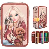 TOPModel - Triple Pencil Case FUR EVER FRIENDS - Powdery Pink and Copper