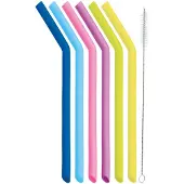 Kitchencraft Kcsilstraw7pc Set Silicone Straws With Cleaning Brush Transparant