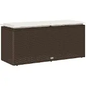 vidaXL Tuinbank met kussen 110x40x44 cm poly rattan bruin