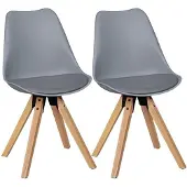 Wohnling Set van 2 retro eetkamerstoelen LIMA, grijs | Beklede stoelen