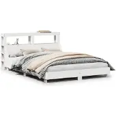 vidaXL Bedframe zonder matras massief grenenhout wit 150x200 cm
