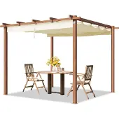 PRIMEYARD Pergola 3x3 m, schaduwdoek, crème