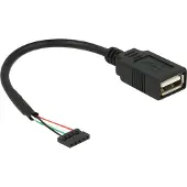 DeLOCK 84831 USB-kabel USB 2.0 USB-pinbus, USB-A bus 0.15 m Zwart