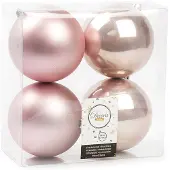 Décoris Kerstballen set | | Ø 10 cm | 4 stuks (Roze)