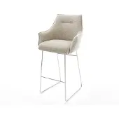DELIFE Barstoel Alja-Flex Zachte Geweven stof Beige Sledeonderstel roestvrij staal Zilver Pocketvering