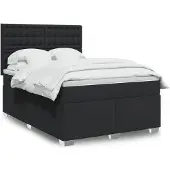vidaXL Boxspring met matras kunstleer zwart 160x200 cm