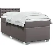 vidaXL Boxspring met matras kunstleer grijs 80x200 cm