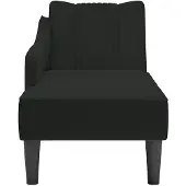 vidaXL Chaise longue met rechterarmleuning fluweel zwart