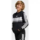 Adidas Sportief sweatshirt 'SEASONAL ESSENTIALS TIBERIO 3 STRIPES FLEECE' grijs / lichtgrijs / zwart / wit