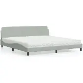 vidaXL Bed met matras "Dover" fluweel lichtgrijs 200x200 cm