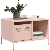 vidaXL Salontafel 68,5x50x43,5 cm koudgewalst staal roze