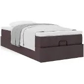 vidaXL Ottoman bed met matras 80x200cm stof donkerbruin